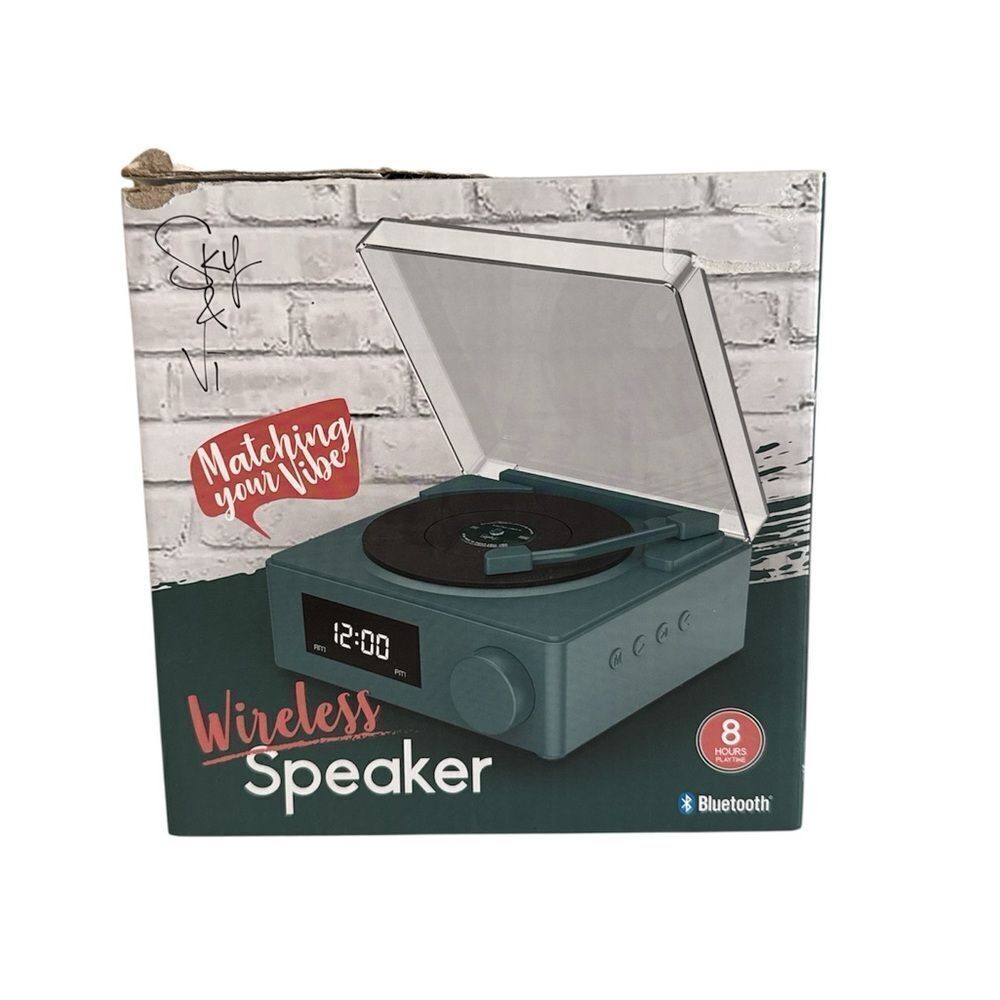 Sky & Vi Wireless Turntable Clock Speaker NIP